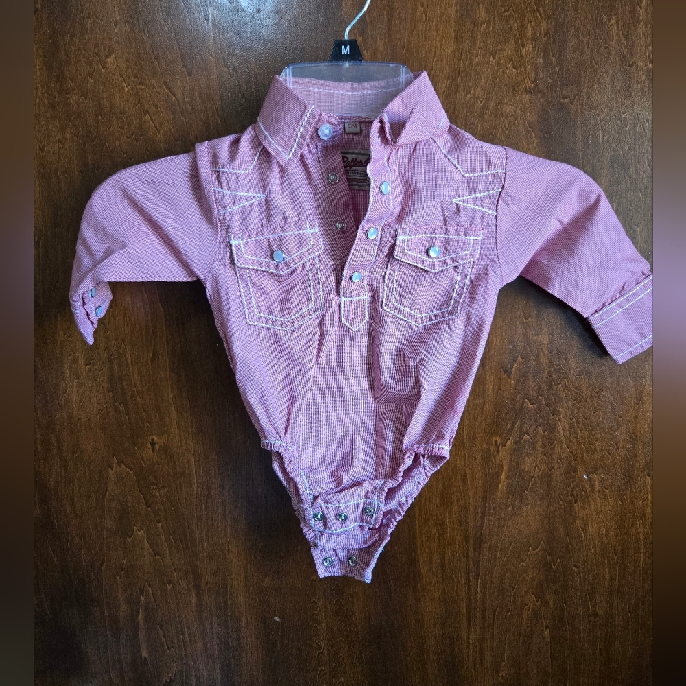 Wrangler Red Button-Up Kids Bodysuit